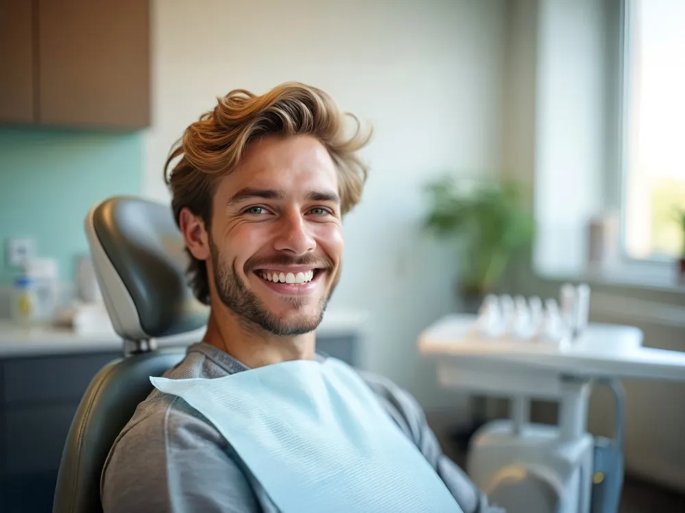 Appareil lingual invisible — sourire naturel homme adulte, orthodontie discrète Vaud
